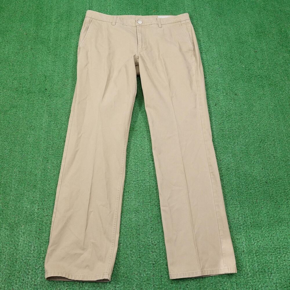 Bonobos Chino Pants Mens 34x32 Khaki Straight Fit Washed Chinos Flat Front